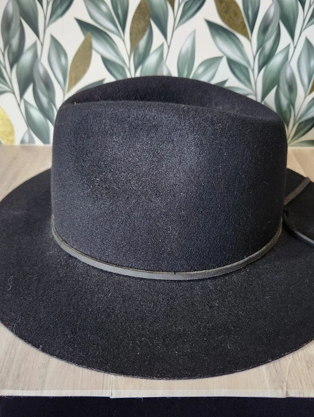 Brixton Black 100% Wool Felt Wide Brim Fedora Hat XS 54cm